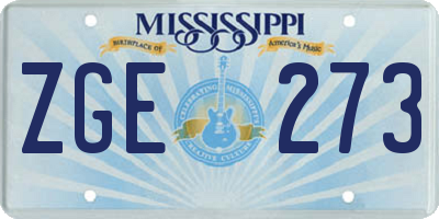 MS license plate ZGE273