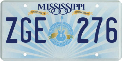 MS license plate ZGE276