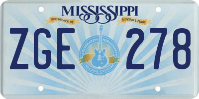 MS license plate ZGE278