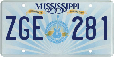 MS license plate ZGE281