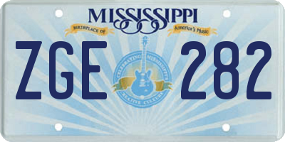MS license plate ZGE282