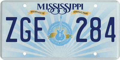 MS license plate ZGE284