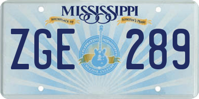 MS license plate ZGE289
