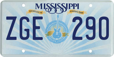 MS license plate ZGE290