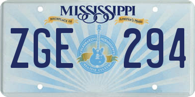 MS license plate ZGE294