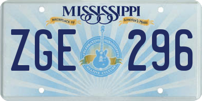MS license plate ZGE296