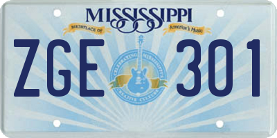 MS license plate ZGE301
