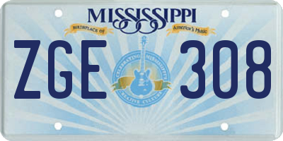 MS license plate ZGE308