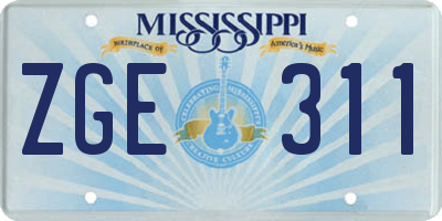 MS license plate ZGE311