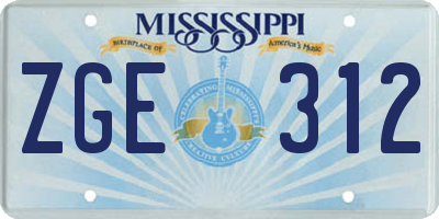 MS license plate ZGE312