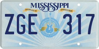 MS license plate ZGE317