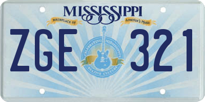 MS license plate ZGE321