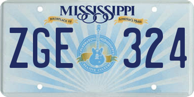 MS license plate ZGE324