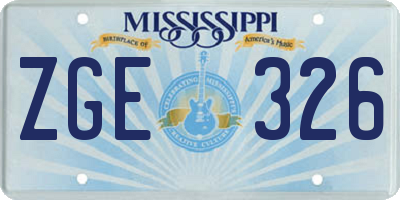 MS license plate ZGE326