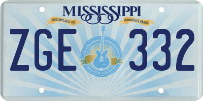 MS license plate ZGE332