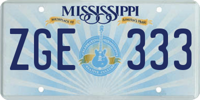 MS license plate ZGE333