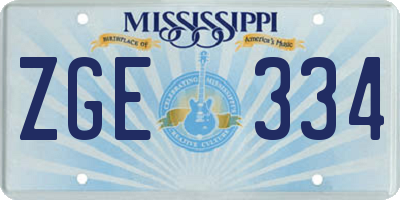 MS license plate ZGE334