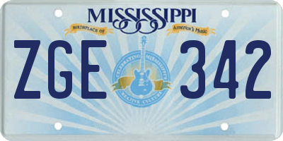 MS license plate ZGE342