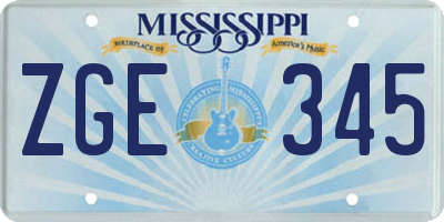 MS license plate ZGE345