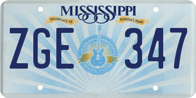 MS license plate ZGE347