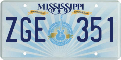 MS license plate ZGE351