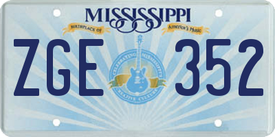 MS license plate ZGE352
