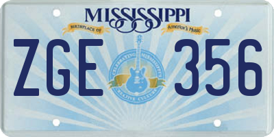 MS license plate ZGE356