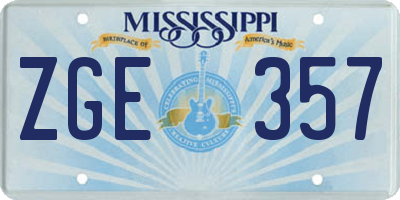 MS license plate ZGE357