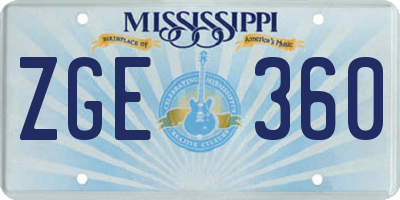 MS license plate ZGE360