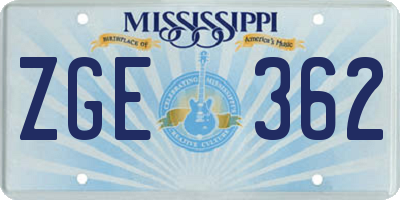 MS license plate ZGE362