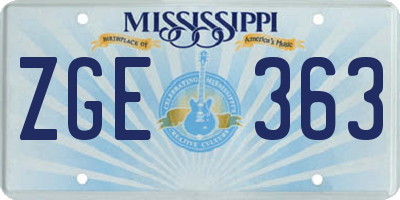 MS license plate ZGE363