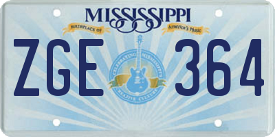 MS license plate ZGE364