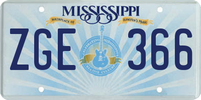 MS license plate ZGE366