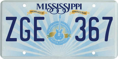 MS license plate ZGE367