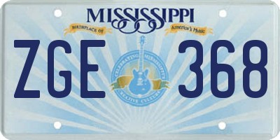 MS license plate ZGE368