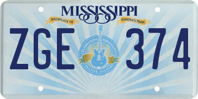 MS license plate ZGE374