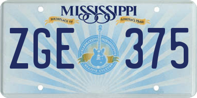 MS license plate ZGE375