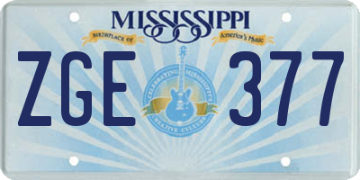 MS license plate ZGE377