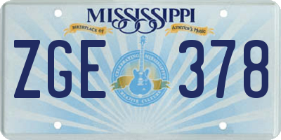 MS license plate ZGE378