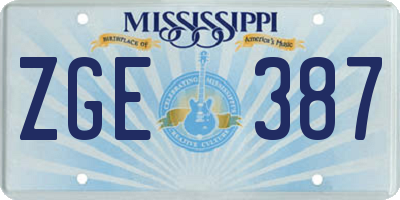 MS license plate ZGE387