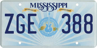 MS license plate ZGE388