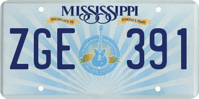 MS license plate ZGE391