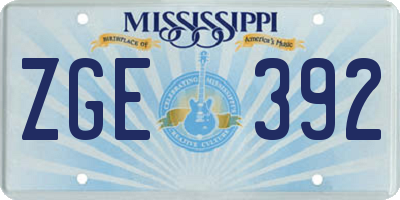 MS license plate ZGE392