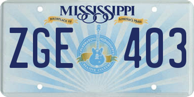 MS license plate ZGE403