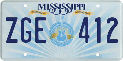 MS license plate ZGE412