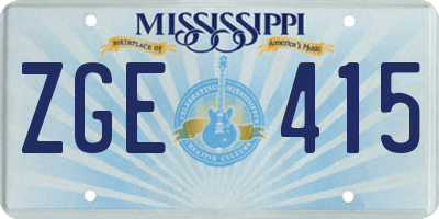 MS license plate ZGE415