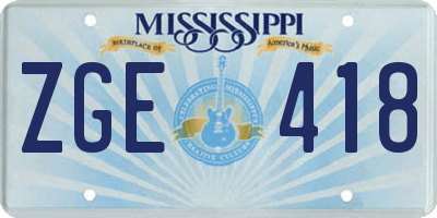 MS license plate ZGE418