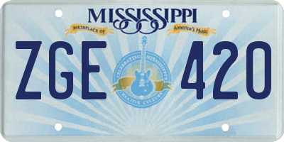 MS license plate ZGE420