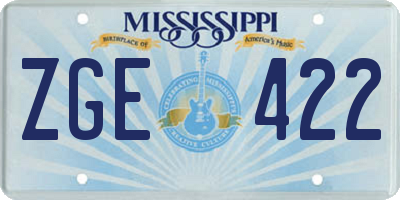 MS license plate ZGE422