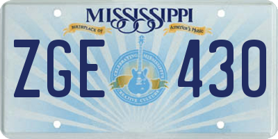 MS license plate ZGE430